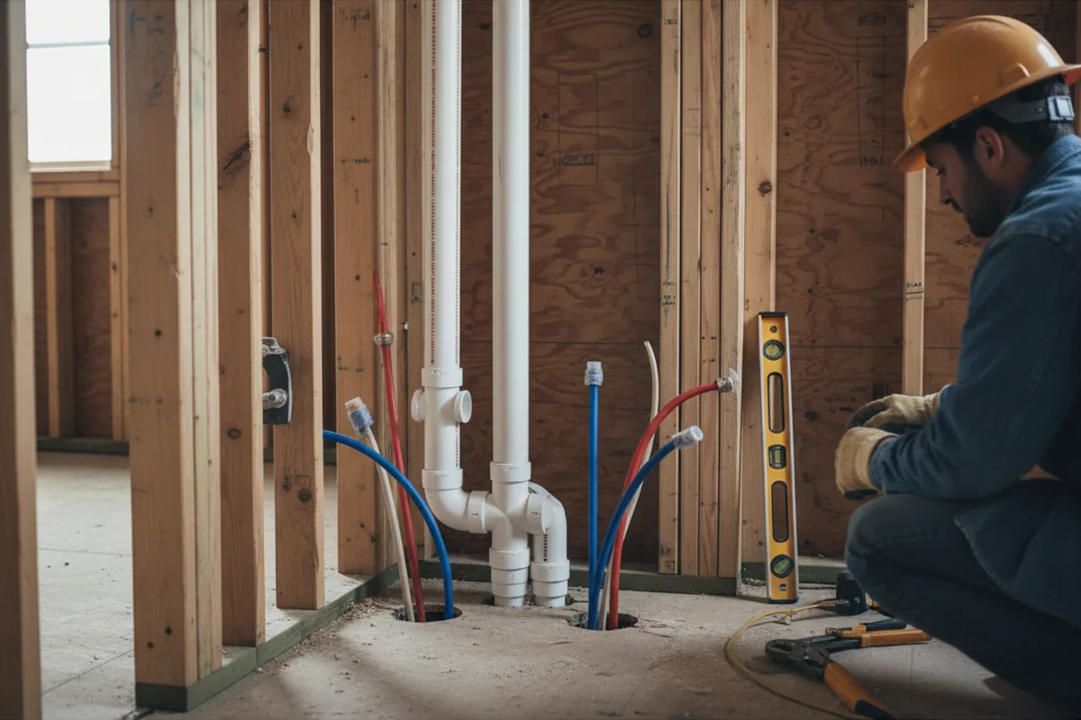 Drain and supply rough-in during Leak Detection in West Covina