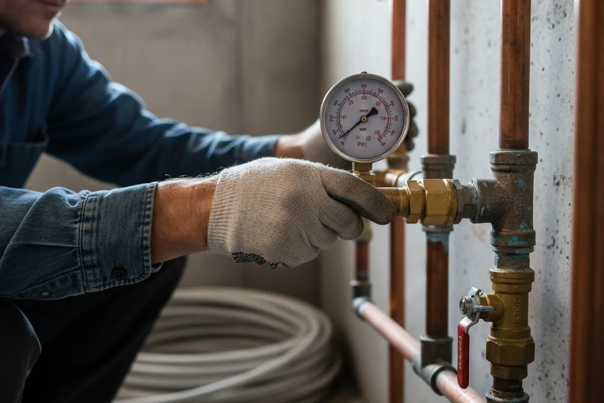 Pressure testing a repaired line during Water Line Repair in West Covina